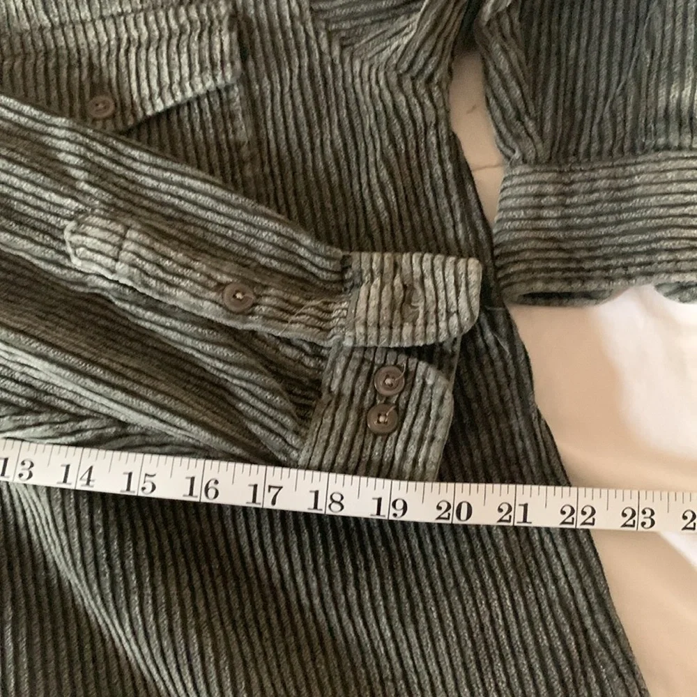 Corduroy zipper shirt jacket women medium olive green - Picture 6 of 13